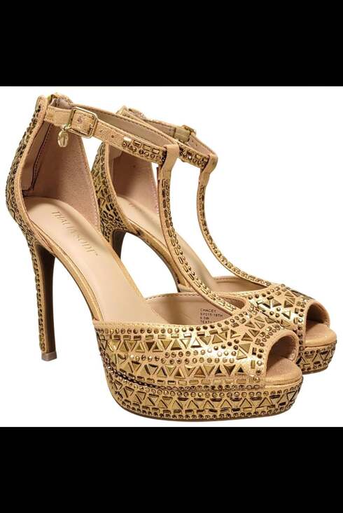 Thalia Sodi 'Chace' Embellished Gold T-Strap Platform Pumps. NIB. SZ 7.5! - Picture 8 of 8